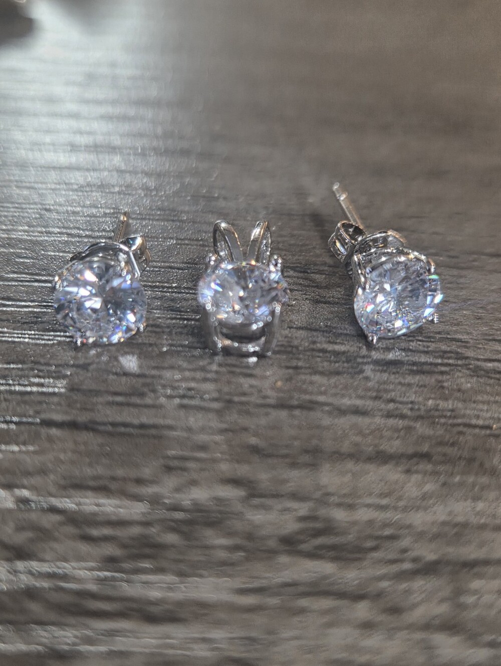 Round Clear Pendant & Earrings Set Rhinestones Bling